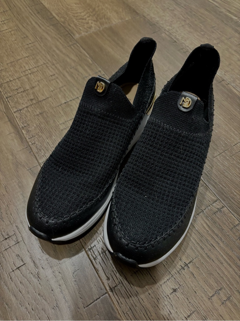 Black Knit Slip-On Sneakers